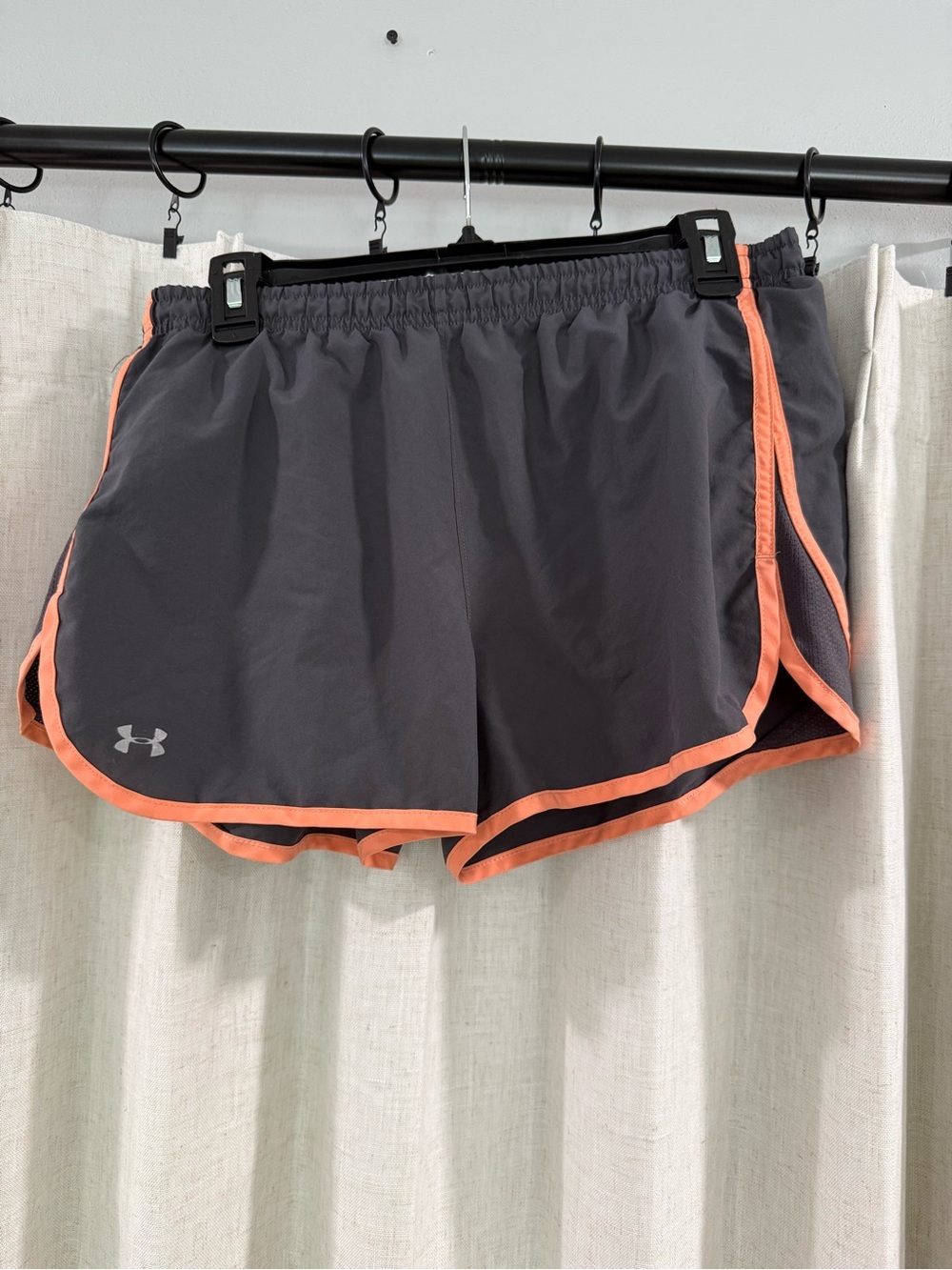 Under Armour Gray Athletic Shorts with Coral Trim